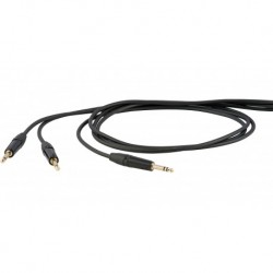 CABLE DHS PROEL ONEHERO P/AUDIO 6.3MM(STEREO) a 2 JACKS 6.3MM (MONO) 1.8MTS.