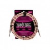 CABLE ERNIE BALL 3.048 MTS., BLANCO/ROJO/VERDE - RECUBIERTO (RECTO/RECTO)