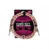 CABLE ERNIE BALL 3.048 MTS., BLANCO/ROJO/VERDE - RECUBIERTO (RECTO/RECTO)
