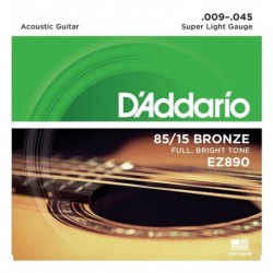 CUERDAS D´ADDARIO 85/15 BRONZE P/ GUITARRA ACÚSTICA 09-45.