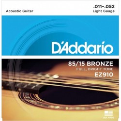 CUERDAS D´ADDARIO 85/15 BRONZE P/ GUITARRA ACÚSTICA 11-52.