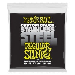 CUERDAS ERNIE BALL STAINLESS STEEL 10-46 REGULAR SLINKY P/GUITARRA ELECTRICA