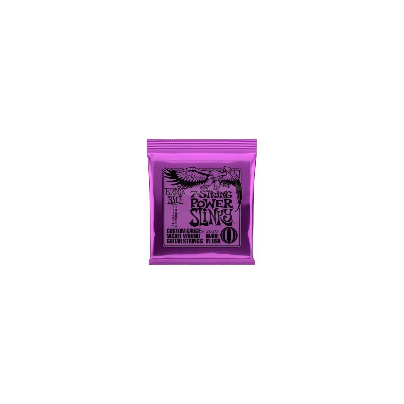 CUERDAS ERNIE BALL 7 CUERDAS 11-58 POWER SLINKY P/GUITARRA ELECTRICA.