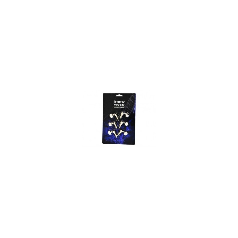 MAQUINARIA JIMMY WESS PARA GUITARRA ELECTRICA 3+3 NIQUELADA PERNO Y BOTON METAL